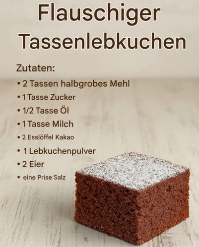 FLAUSCHIGER TASSENLEBKUCHEN (TASSEN-EINHEITEN)