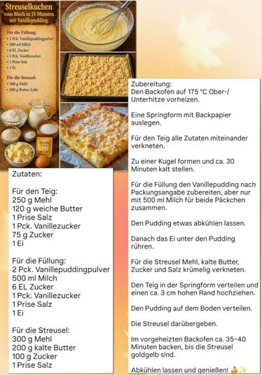 STREUSELKUCHEN mit VANILLEPUDDING